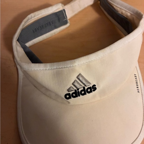 Adidas White Gray Visor tennis white gray stretch brim hat cap - Picture 3 of 5
